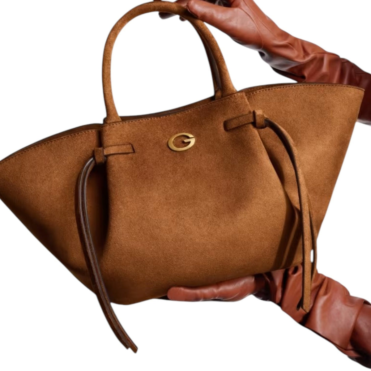 Guess Borsa a Mano Donna Allegra in Camoscio Cognac