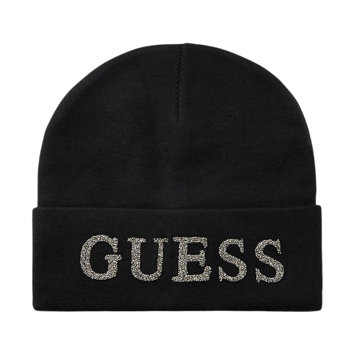 Guess Cappello Donna Nero con Logo Lettering Strass
