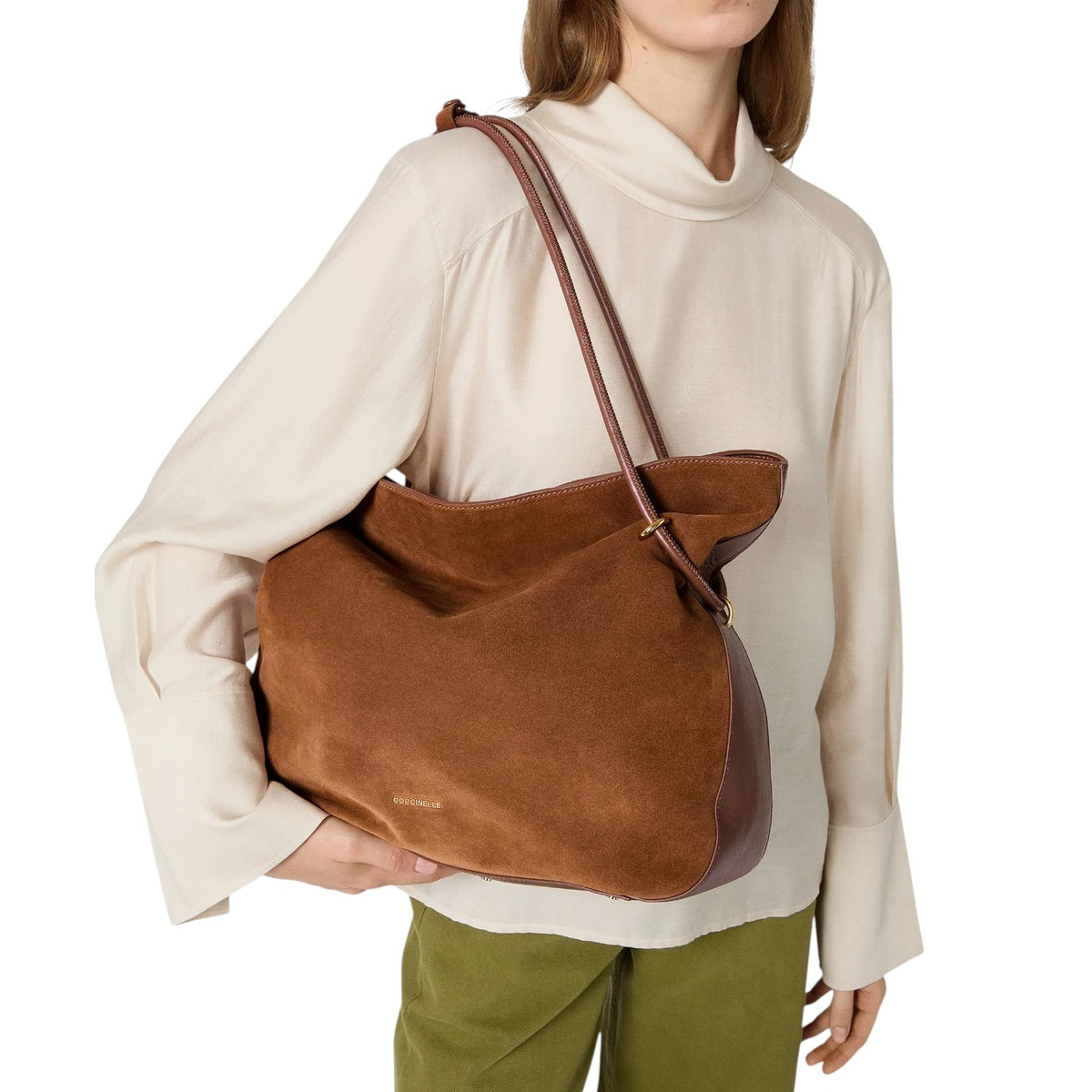 Coccinelle Borsa a Spalla Lizzie Donna in Camoscio Cognac