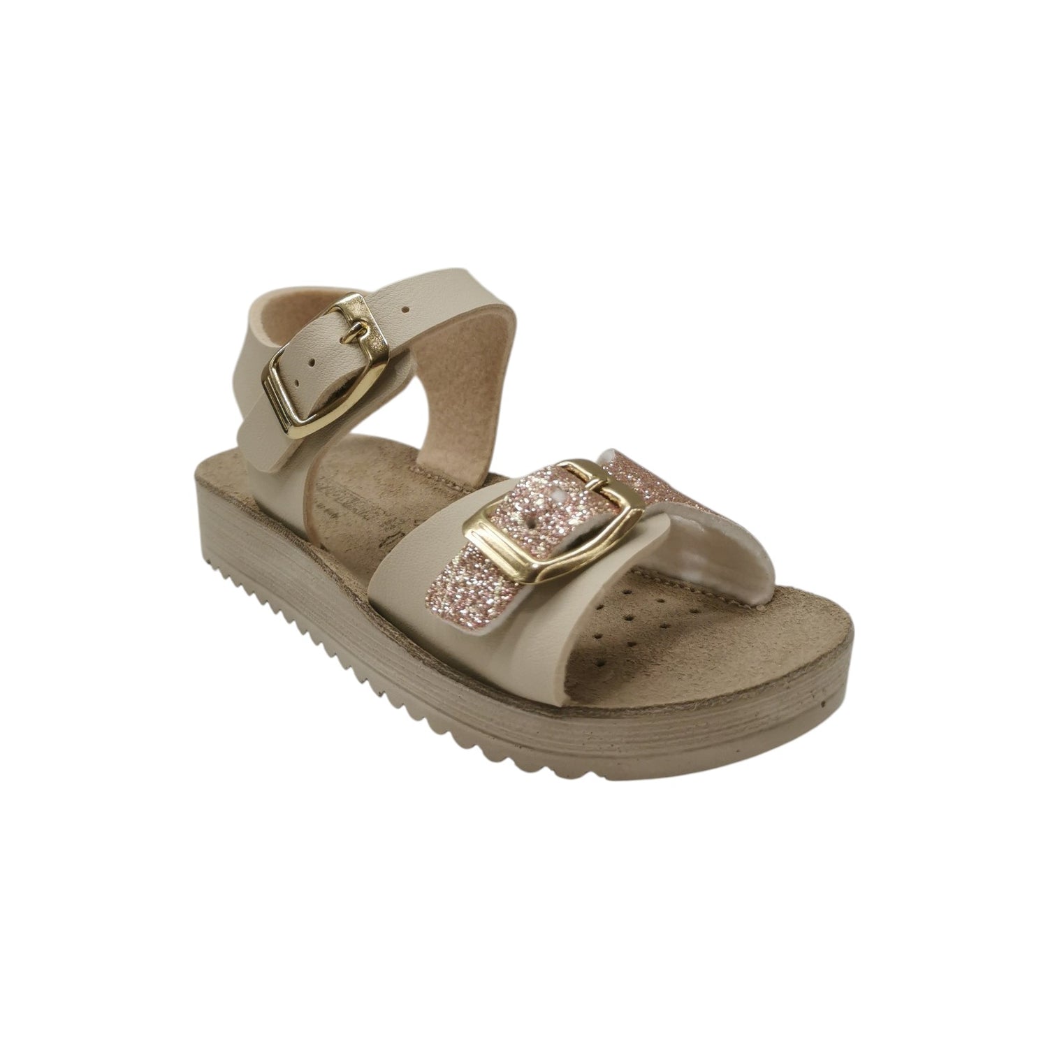 GoldStar Sandalo Bambina Beige con Dettaglio Glitterato