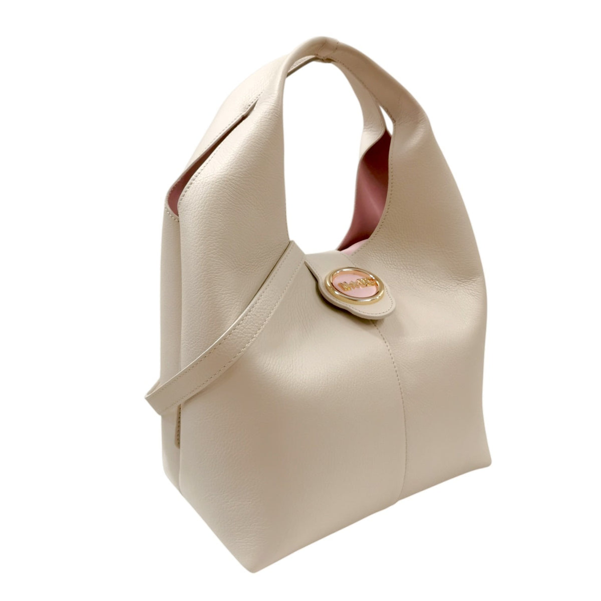 M Brc Borsa a Mano Donna in Pelle Avorio Linea Double con Pochette