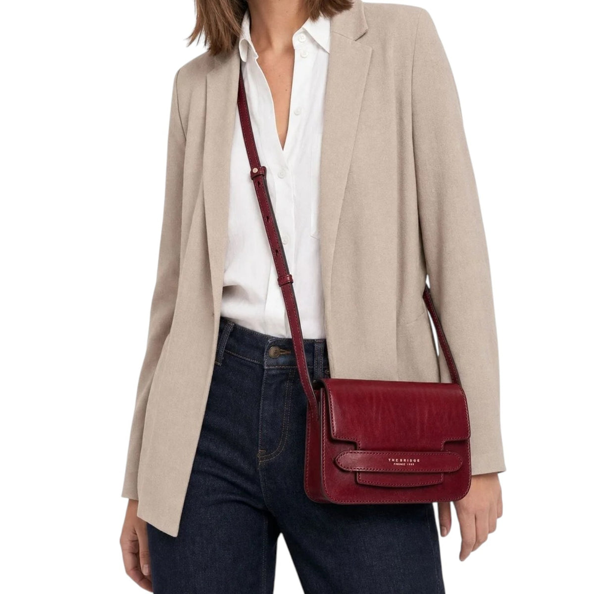 The Bridge Tracolla Donna Barolo Linea Lucrezia in Pelle