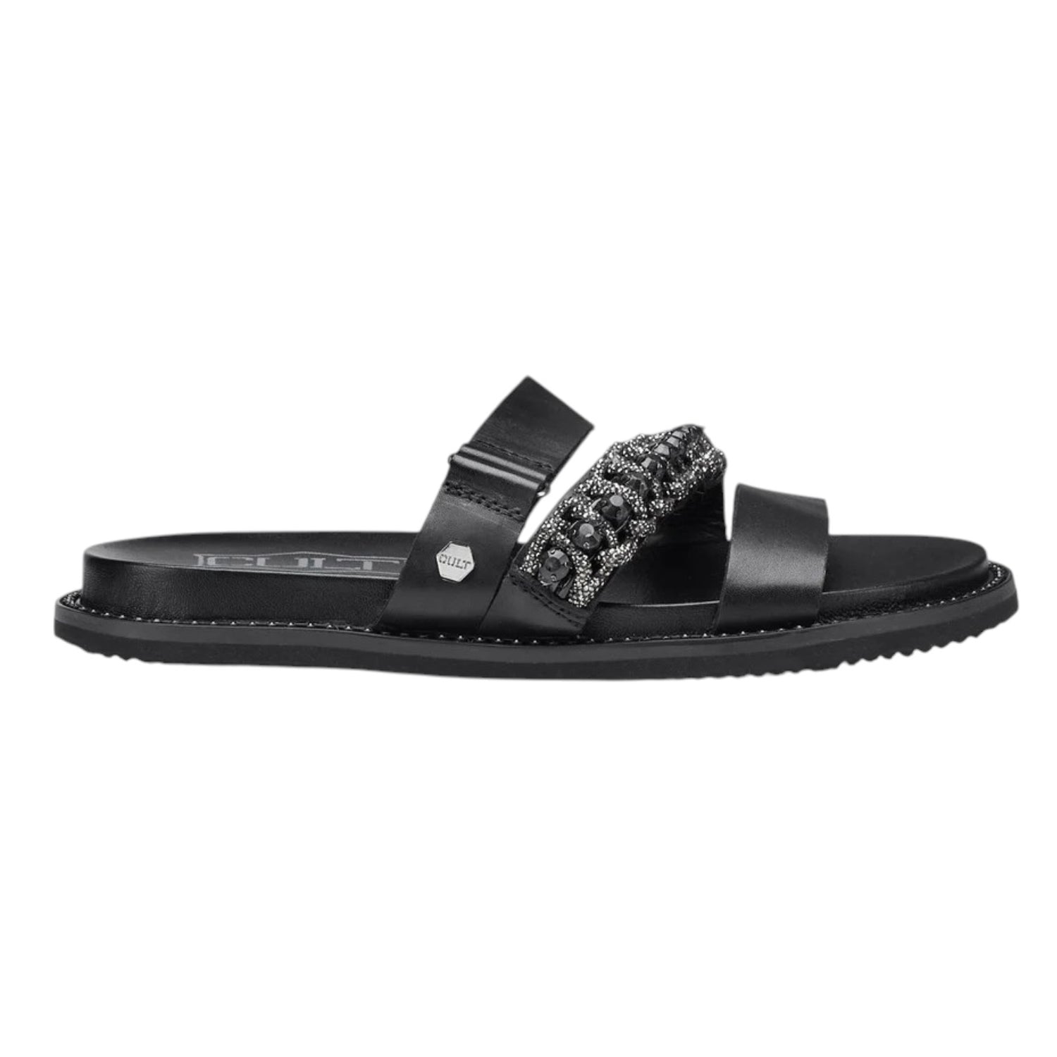 Cult Clw Ciabatta Donna Nera in Pelle e Strass