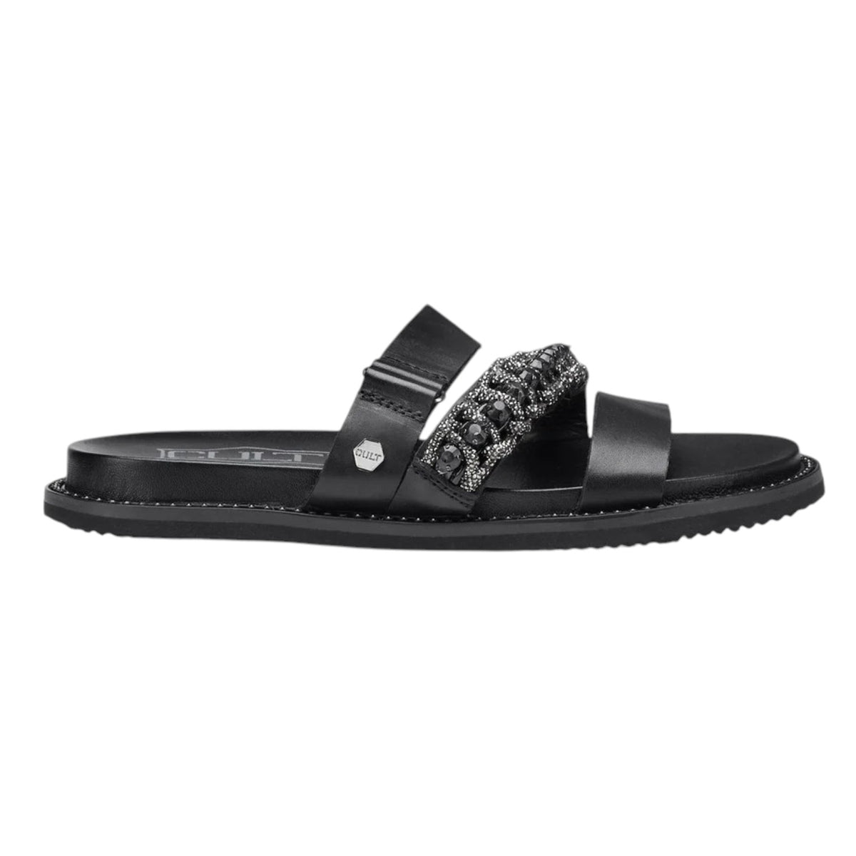 Cult Clw Ciabatta Donna Nera in Pelle e Strass