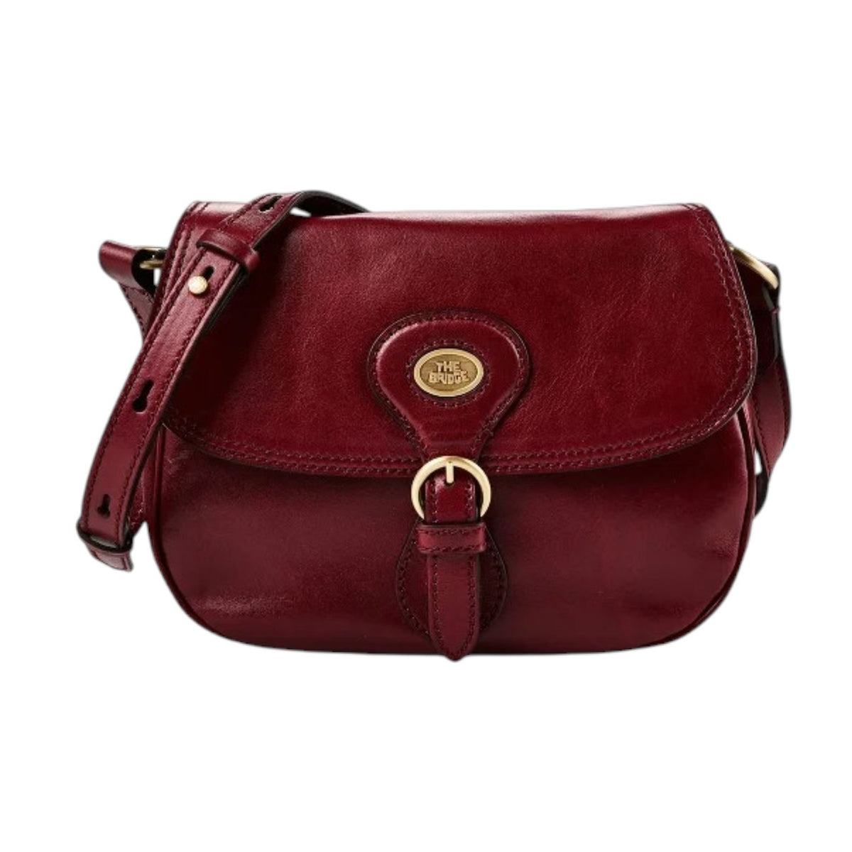 The Bridge Tracolla Donna in Pelle Barolo con Logo Oro