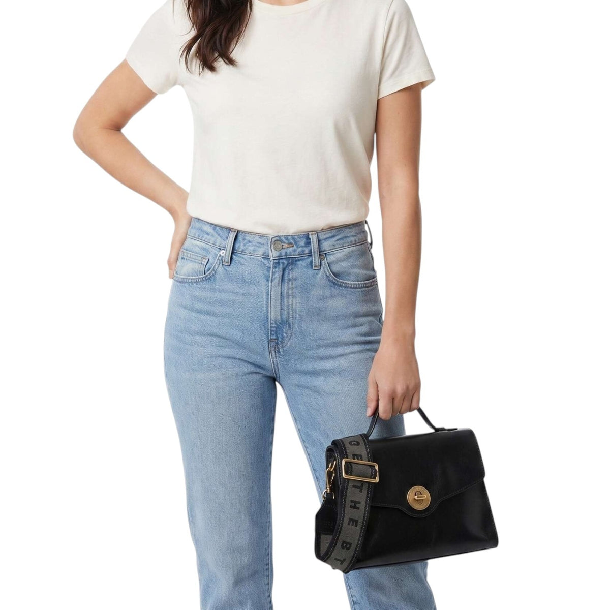 The Bridge Borsa a Mano Donna Irene in Pelle Nera con Doppia Tracolla