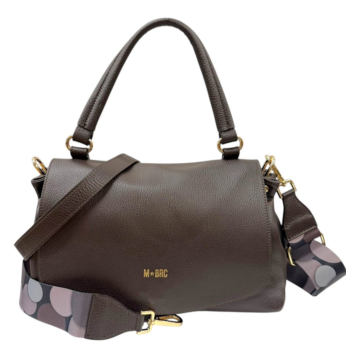 M Brc Borsa a Mano Donna LInea Obona in Pelle Moro con Doppia Tracolla