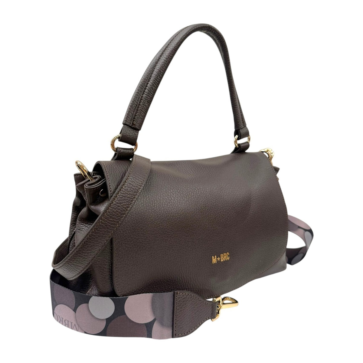 M Brc Borsa a Mano Donna LInea Obona in Pelle Moro con Doppia Tracolla