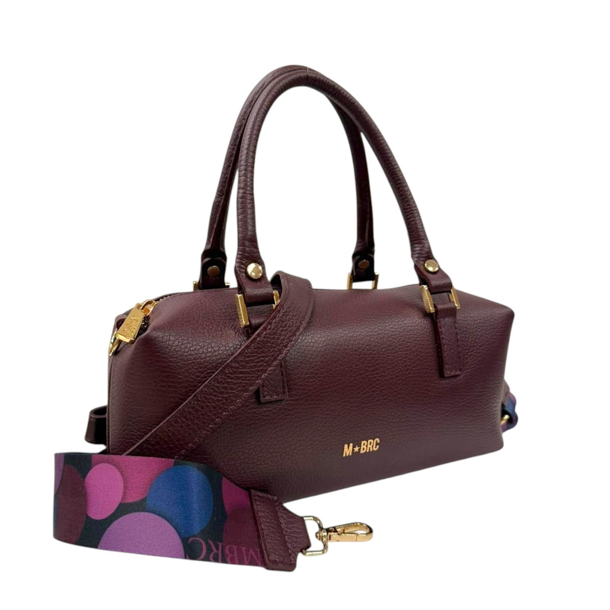 M Brc Borsa a Mano Donna Linea Obona in Pelle Borgogna con Manici e Tracolla