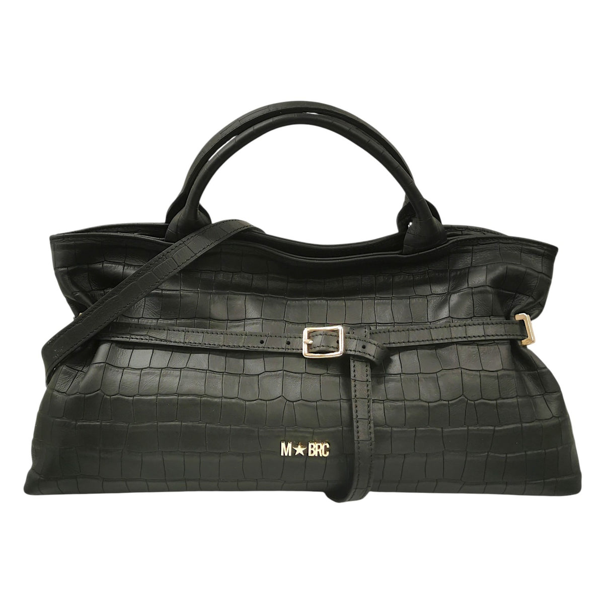 M Brc Borsa a Mano Donna Linea Alexia in Pelle Nera Effetto Cocco