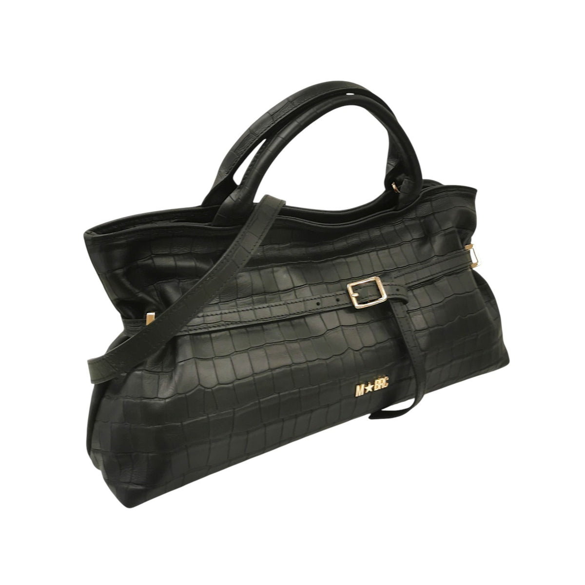 M Brc Borsa a Mano Donna Linea Alexia in Pelle Nera Effetto Cocco