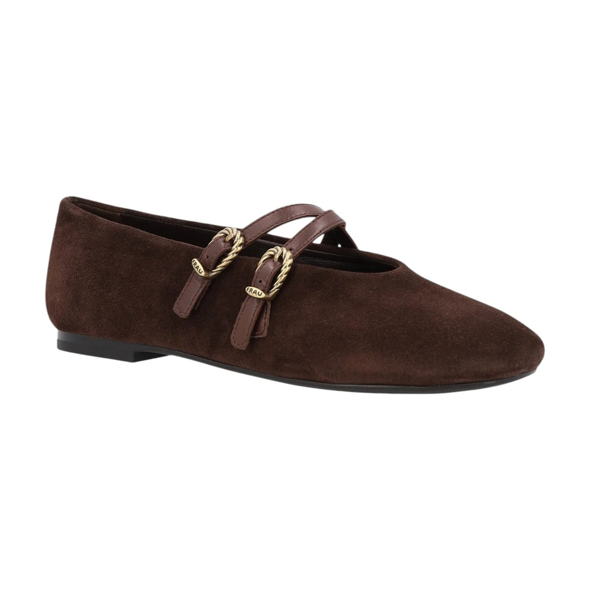 Frau Ballerina Donna in Camoscio Pepe con Cinturini