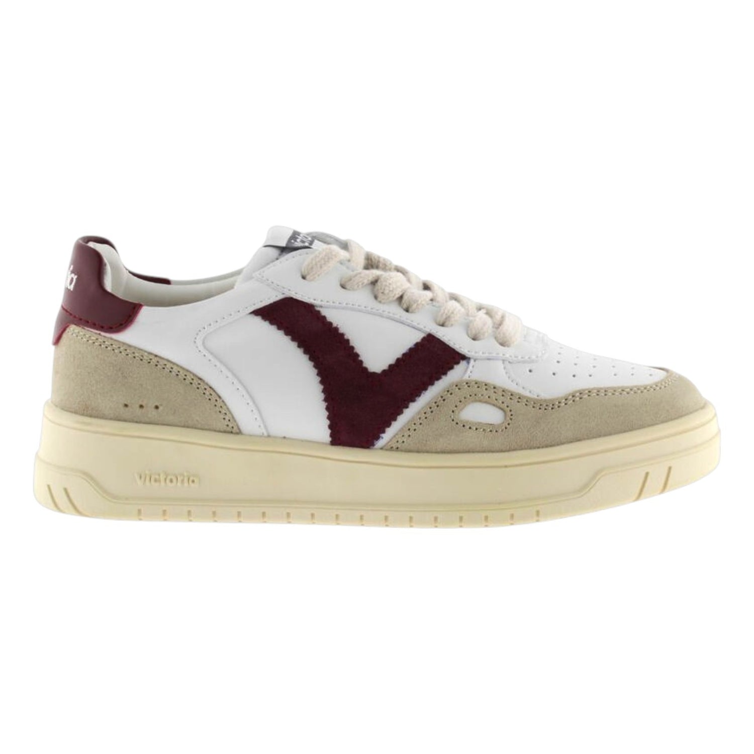 Victoria Sneakers Donna Bianca Bordeaux in Pelle e Camoscio