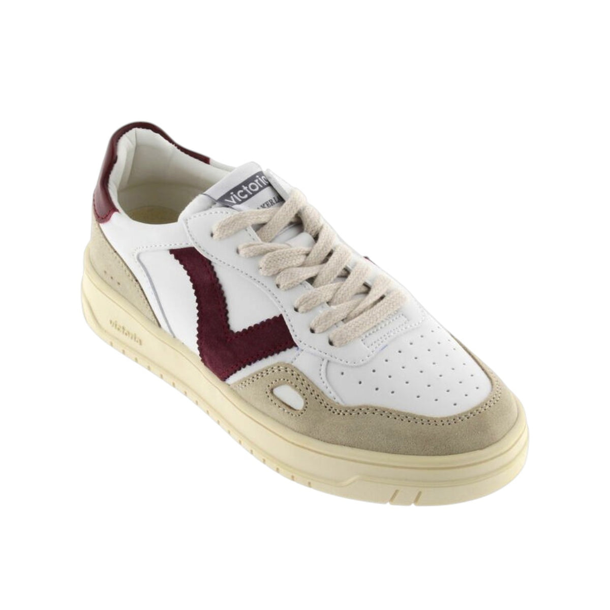 Victoria Sneakers Donna Bianca Bordeaux in Pelle e Camoscio