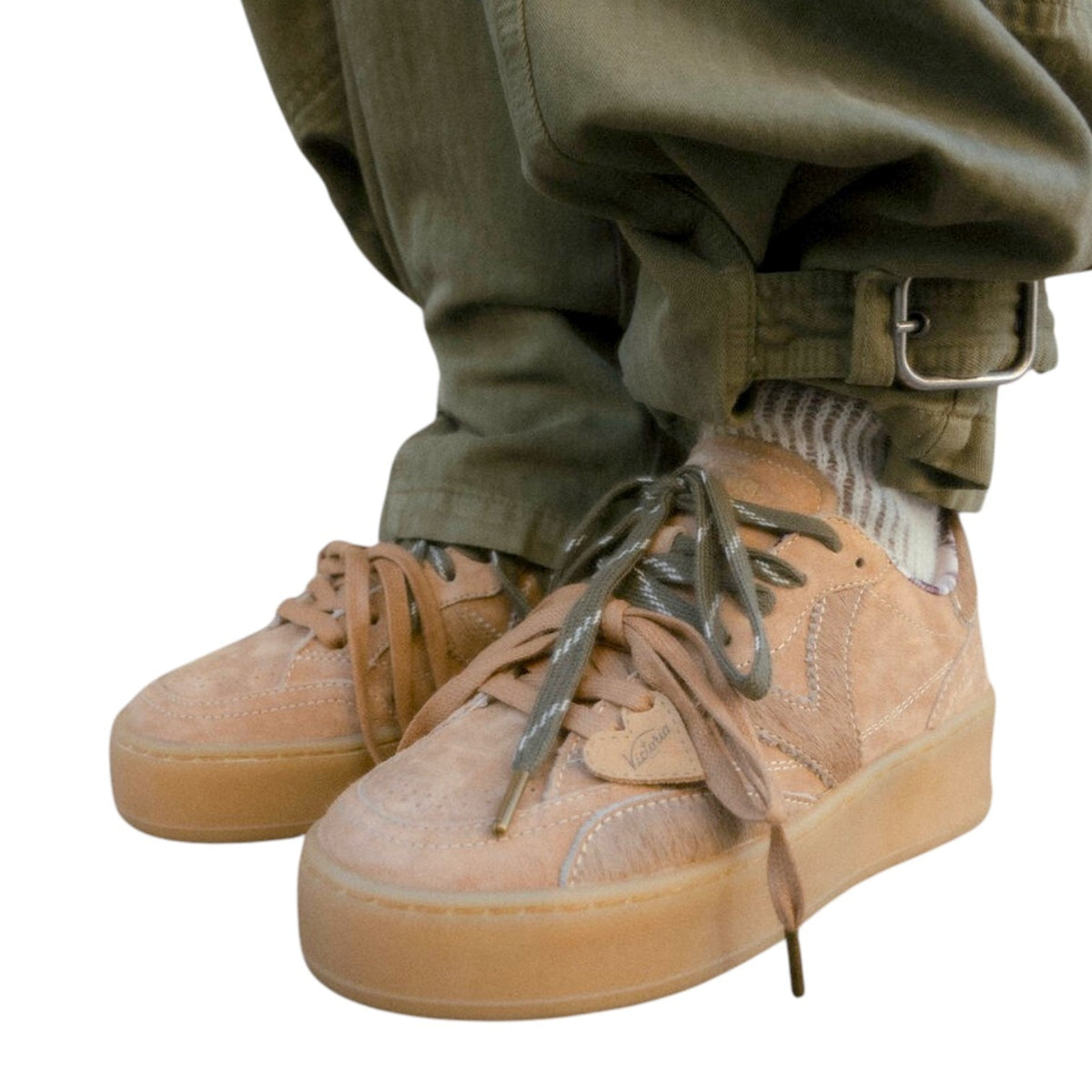 Victoria Sneakers Donna Platform in Camoscio Beige