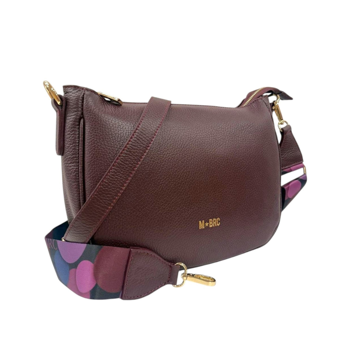 M Brc Borsa a Tracolla Donna Borgogna Linea Obona in Pelle
