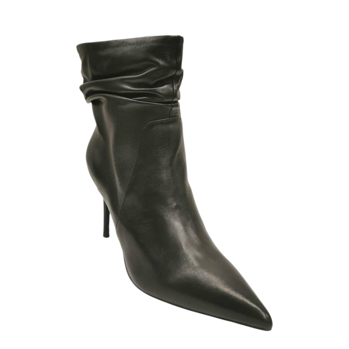 Chiconic Tronchetto Donna in Pelle Nera Arriccio con Tacco a Stiletto Alto 90mm