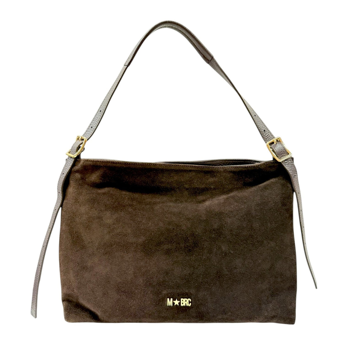 M Brc Borsa a Spalla Donna Media Linea Alexia in Camoscio Moro con Manico Regolabile