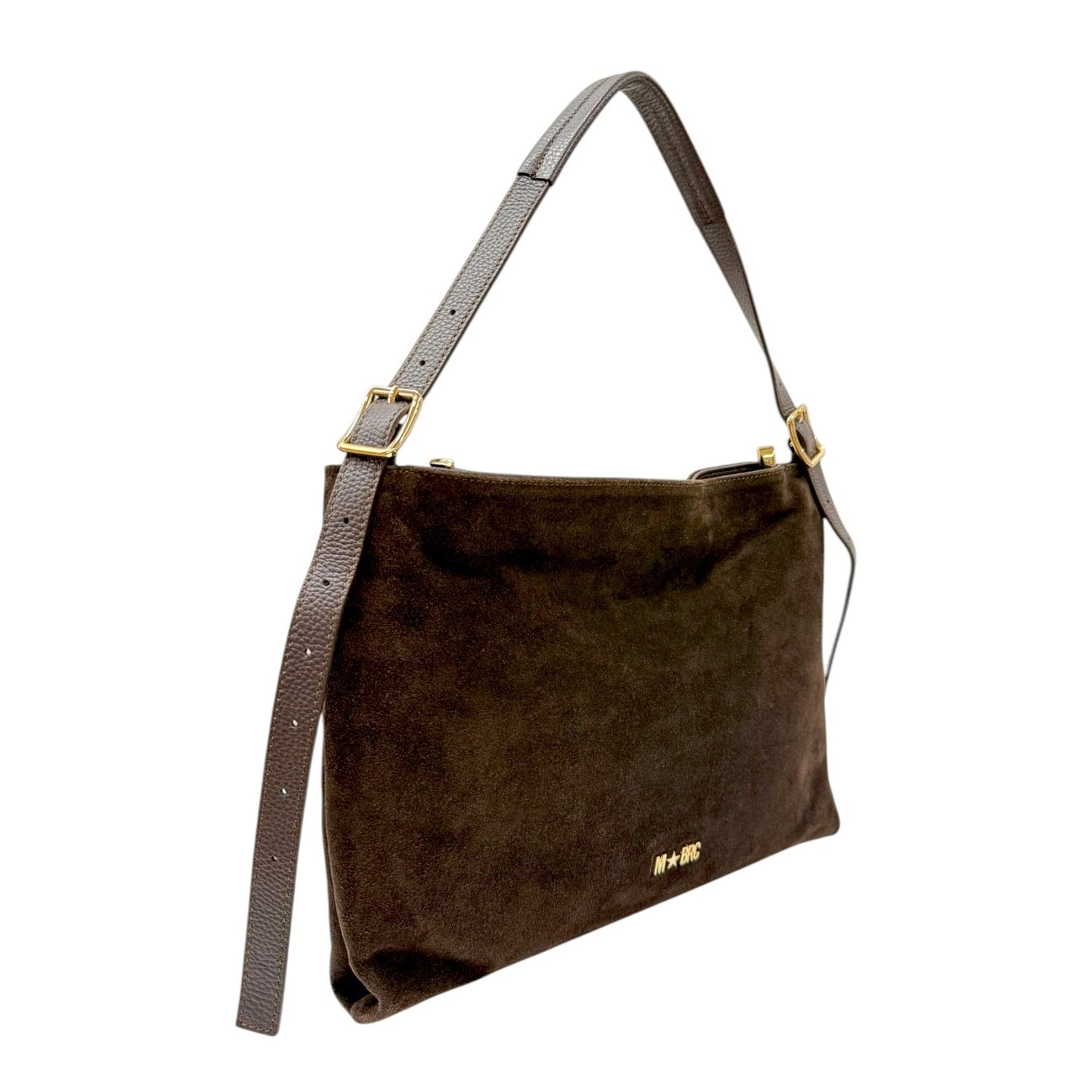M Brc Borsa a Spalla Donna Media Linea Alexia in Camoscio Moro con Manico Regolabile