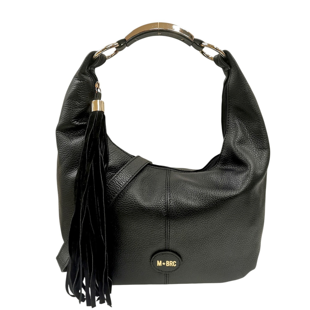 M Brc Borsa a Spalla Donna Linea Circle in Pelle Nera con Pendente