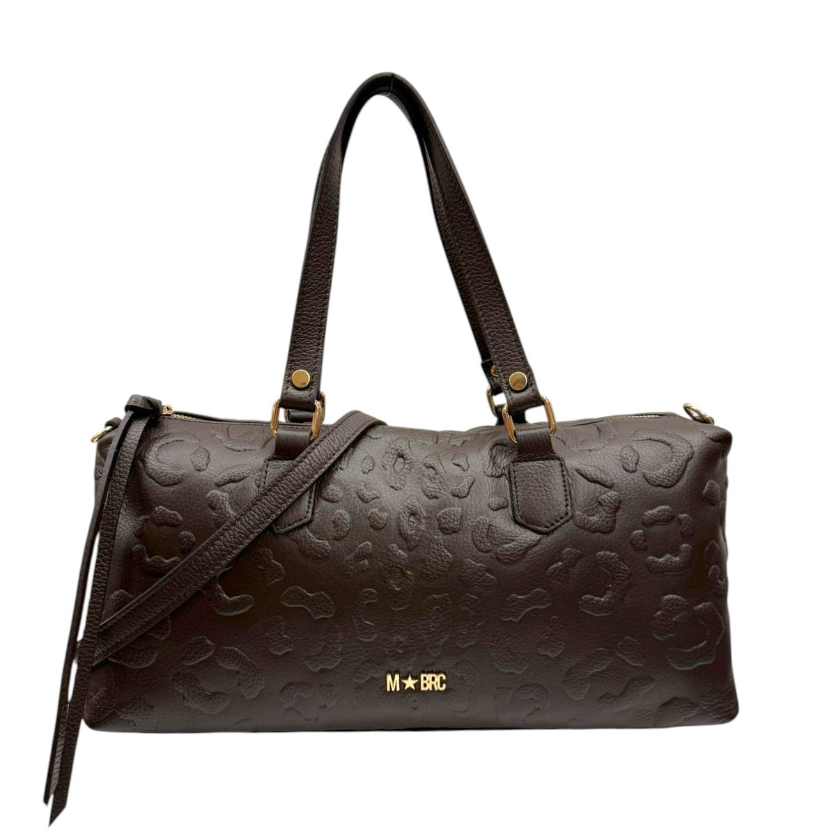 M Brc Borsa a Mano Donna Linea Print Moro in Pelle con Tracolla