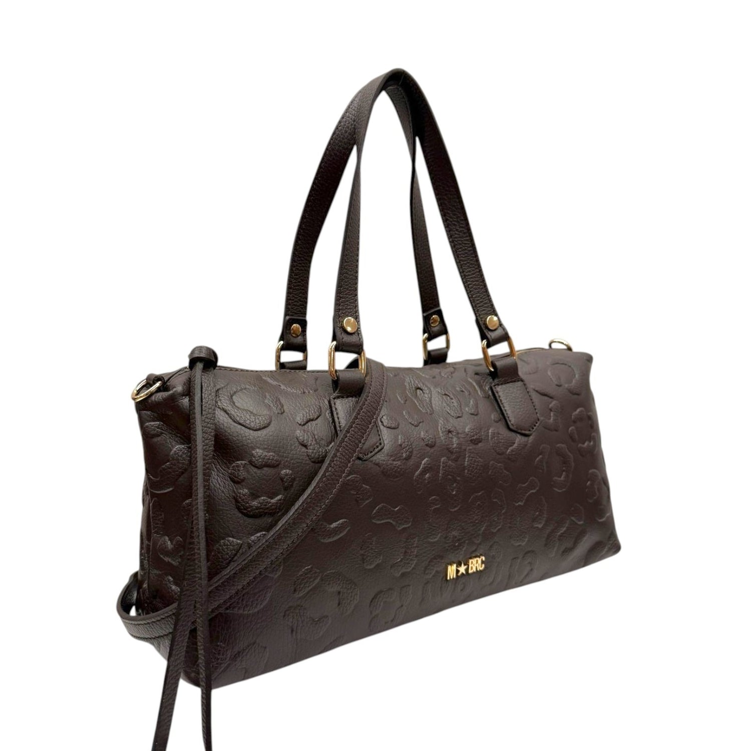 M Brc Borsa a Mano Donna Linea Print Moro in Pelle con Tracolla