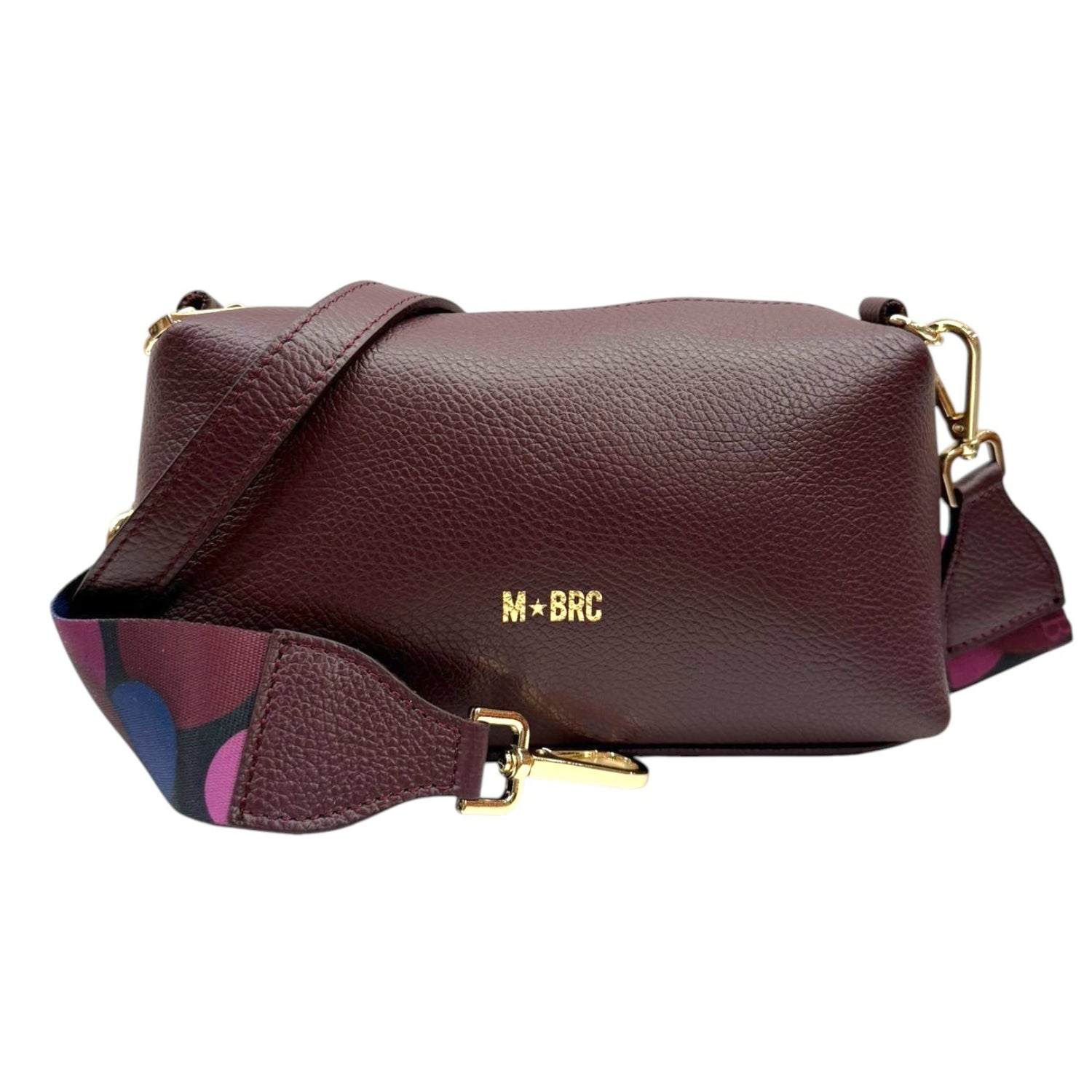 M Brc Borsa a Tracolla Donna in Pelle Borgogna Linea Obona con Zip