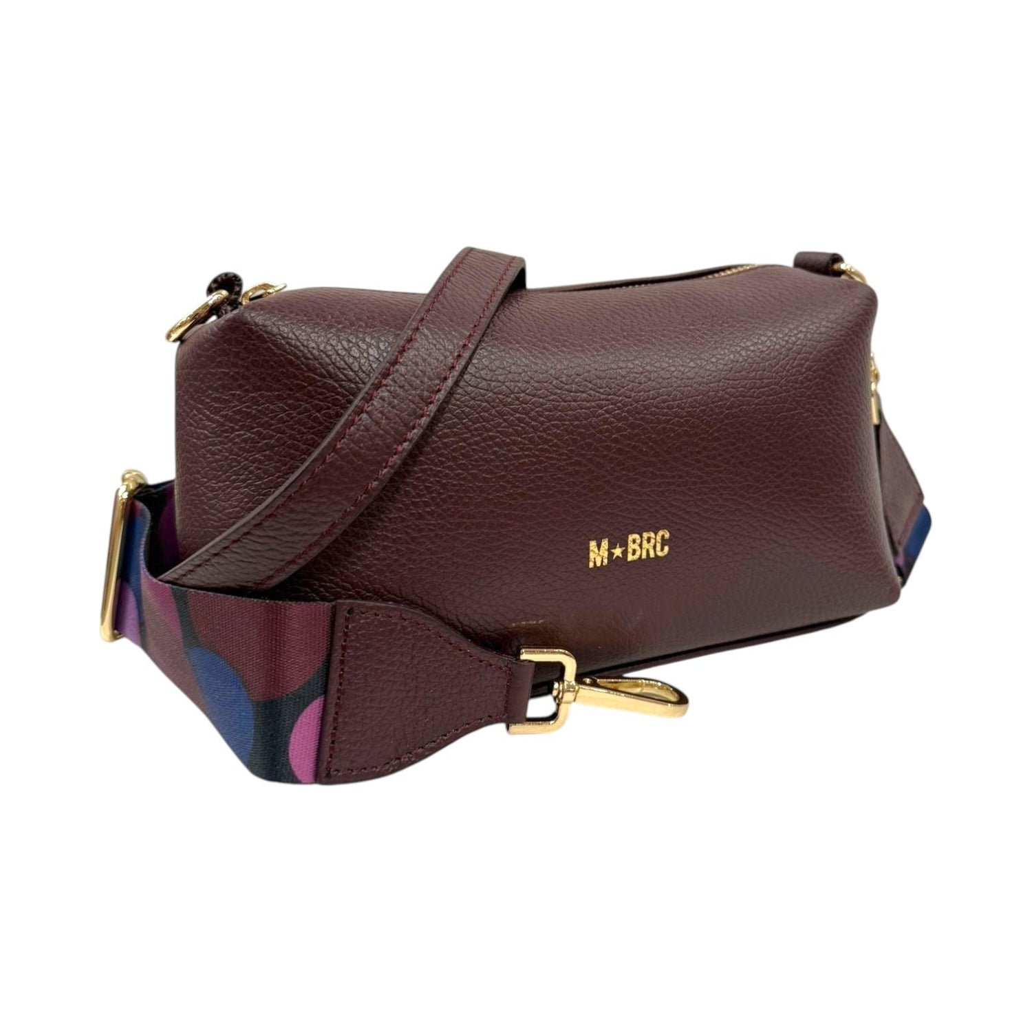 M Brc Borsa a Tracolla Donna in Pelle Borgogna Linea Obona con Zip