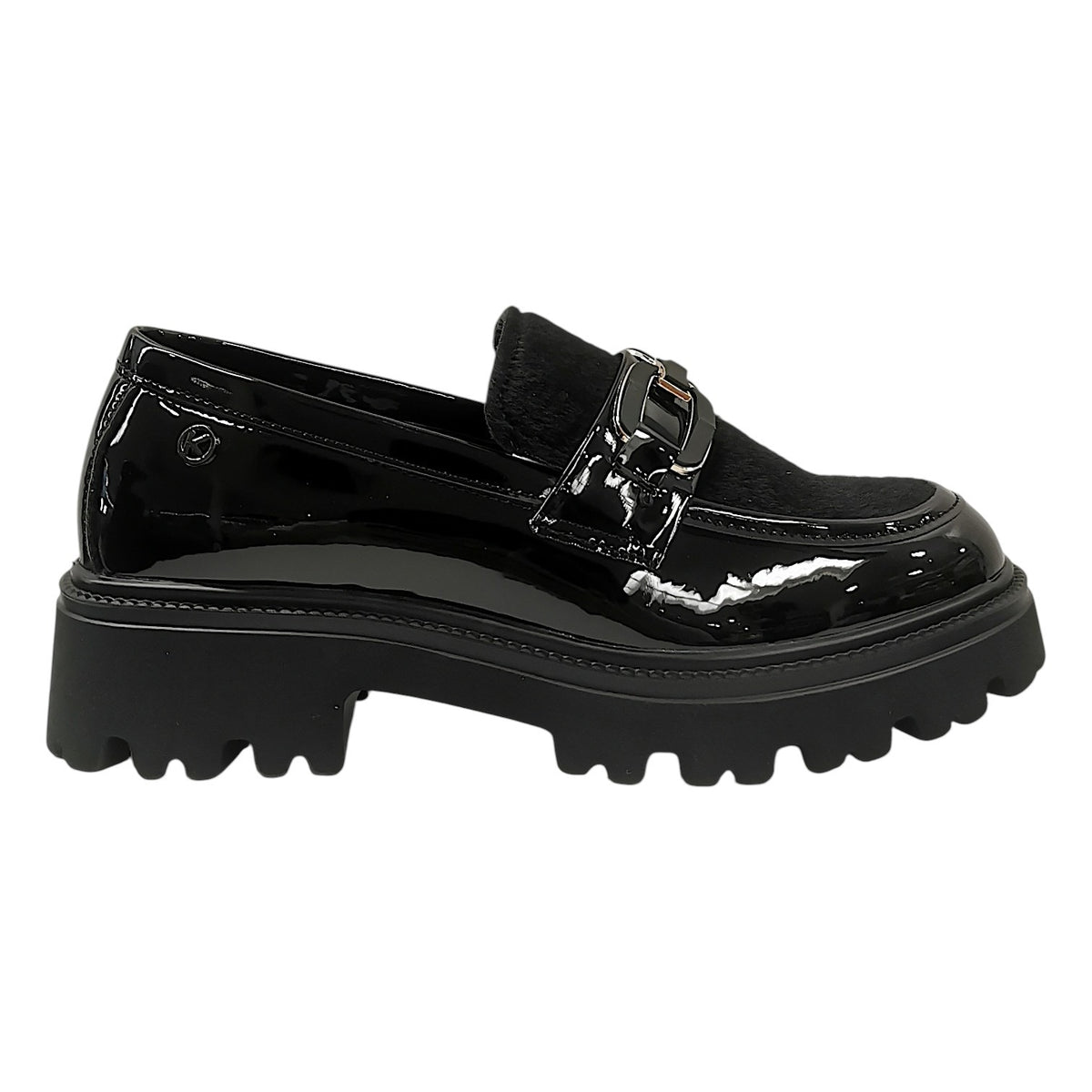 Keys Mocassino Donna in Vernice e Cavallino Nero