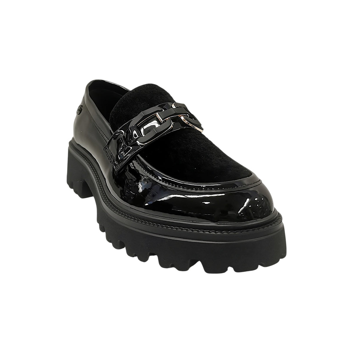 Keys Mocassino Donna in Vernice e Cavallino Nero