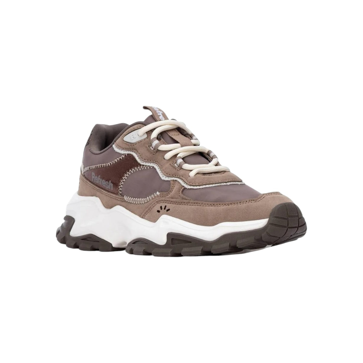 Refresh Sneakers Donna in Ecopelle e Tessuto Tortora con Memory