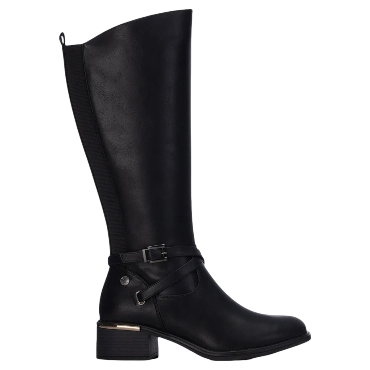 Refresh Stivale Donna Nero con Inserto Elasticizzato e Tacco Largo Alto 50mm
