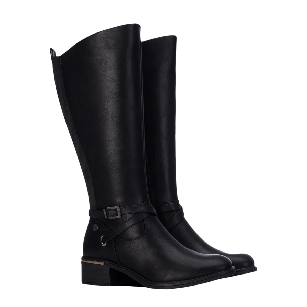 Refresh Stivale Donna Nero con Inserto Elasticizzato e Tacco Largo Alto 50mm