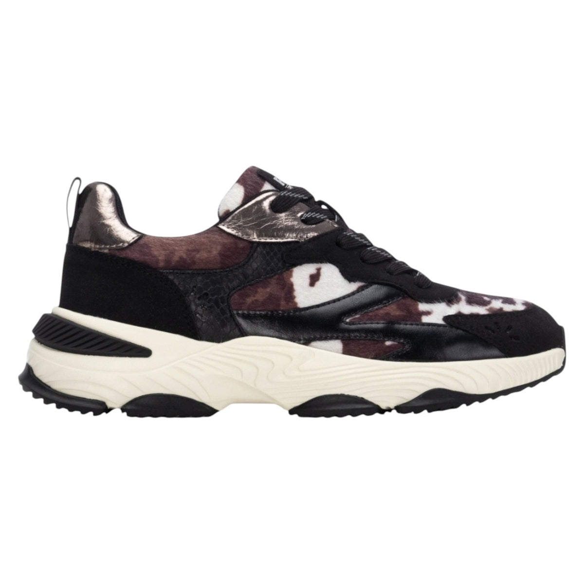 Refresh Sneakers Donna Nera con Inserto Maculato