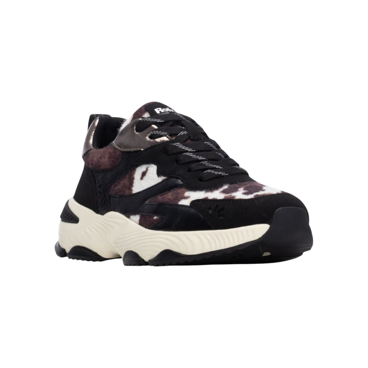 Refresh Sneakers Donna Nera con Inserto Maculato