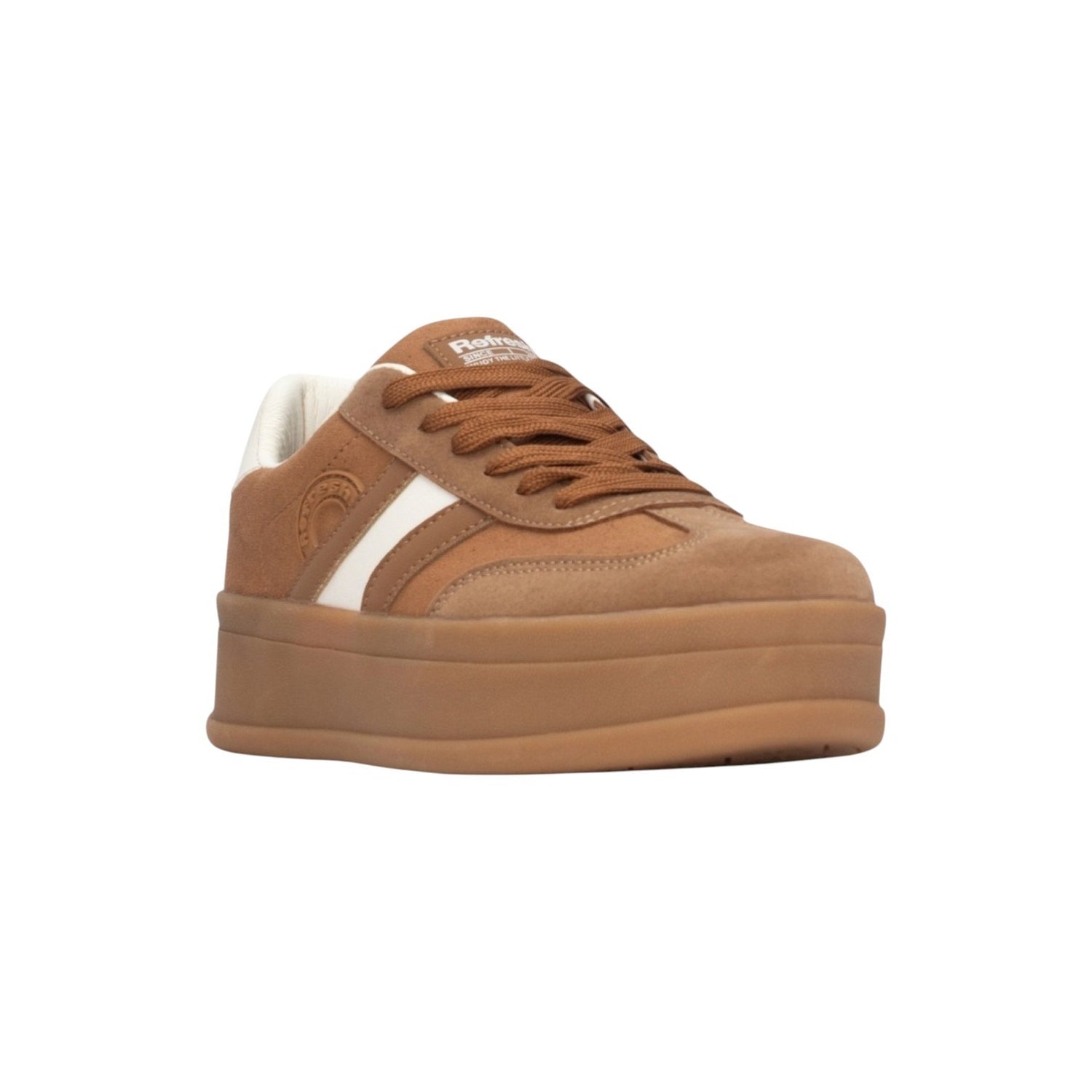 Refresh Sneakers Platform Donna in Camoscio Sintetico Cammello