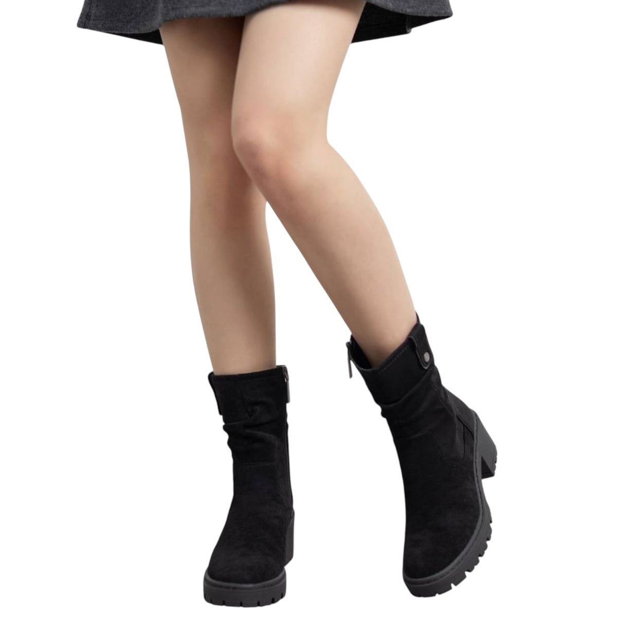 Refresh Stivaletto Donna in Camoscio Nero con Arriccio e Tacco Alto 70mm
