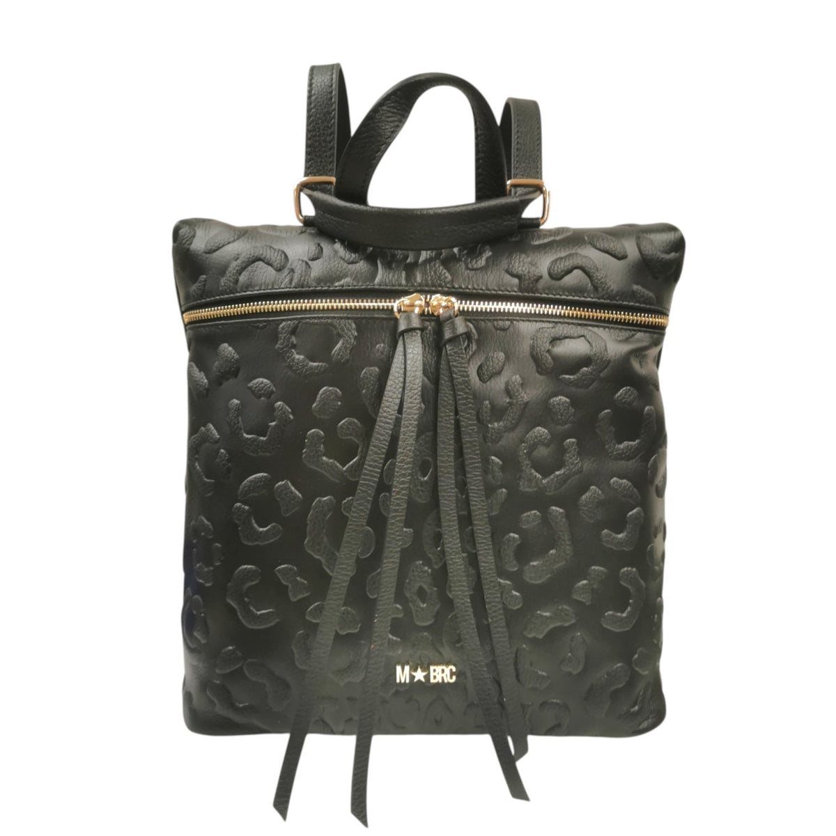 M Brc Zaino Donna Linea Print in Pelle Nera
