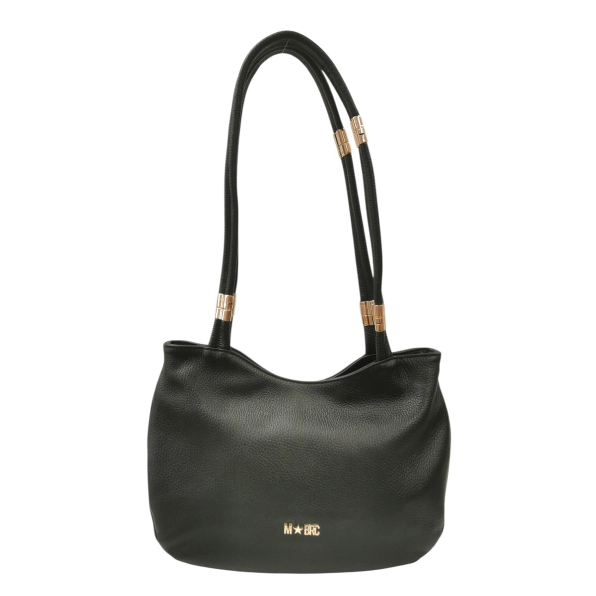 M Brc Borsa a Spalla Donna Linea Tubolar Nera Media con Doppio Manico