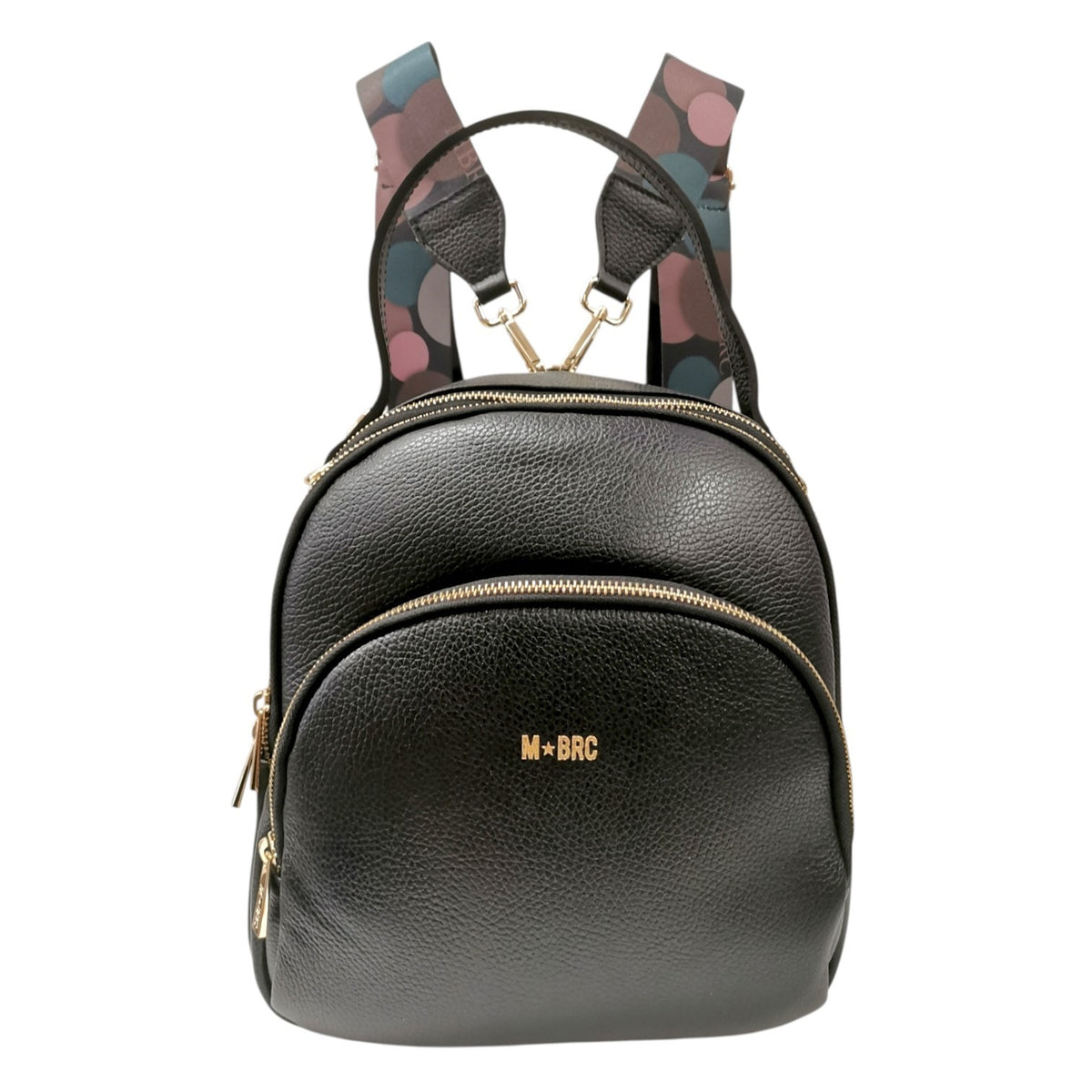 M Brc Zaino Donna Linea Obona in Pelle Nera con Doppi Spallacci