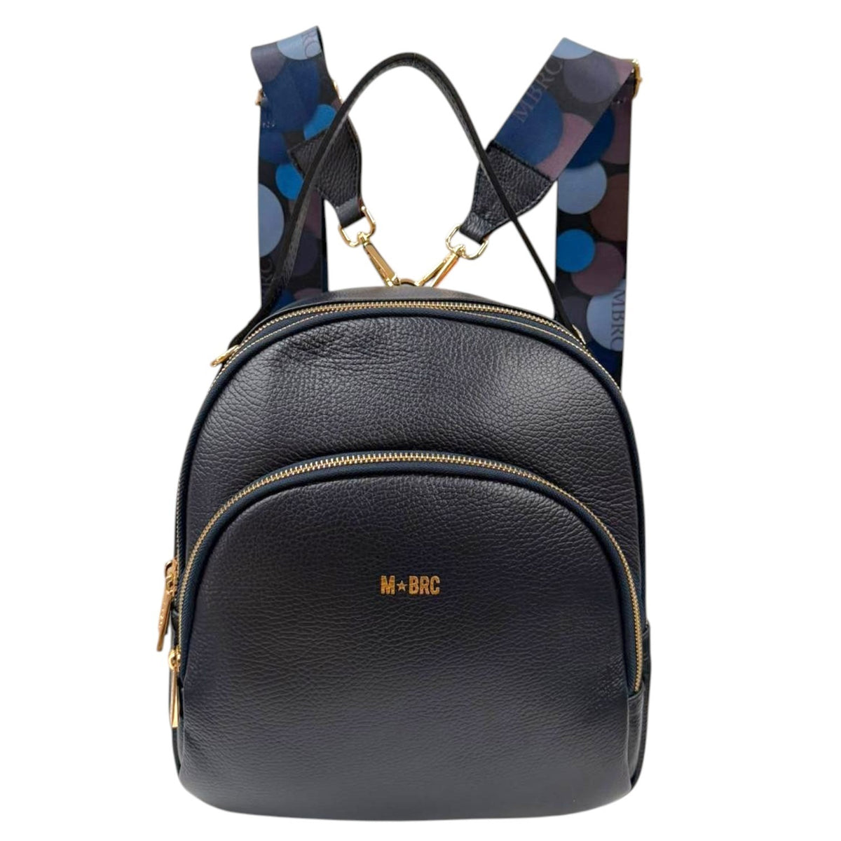 M Brc Zaino Donna Linea Obona in Pelle Blu con Doppi Spallacci