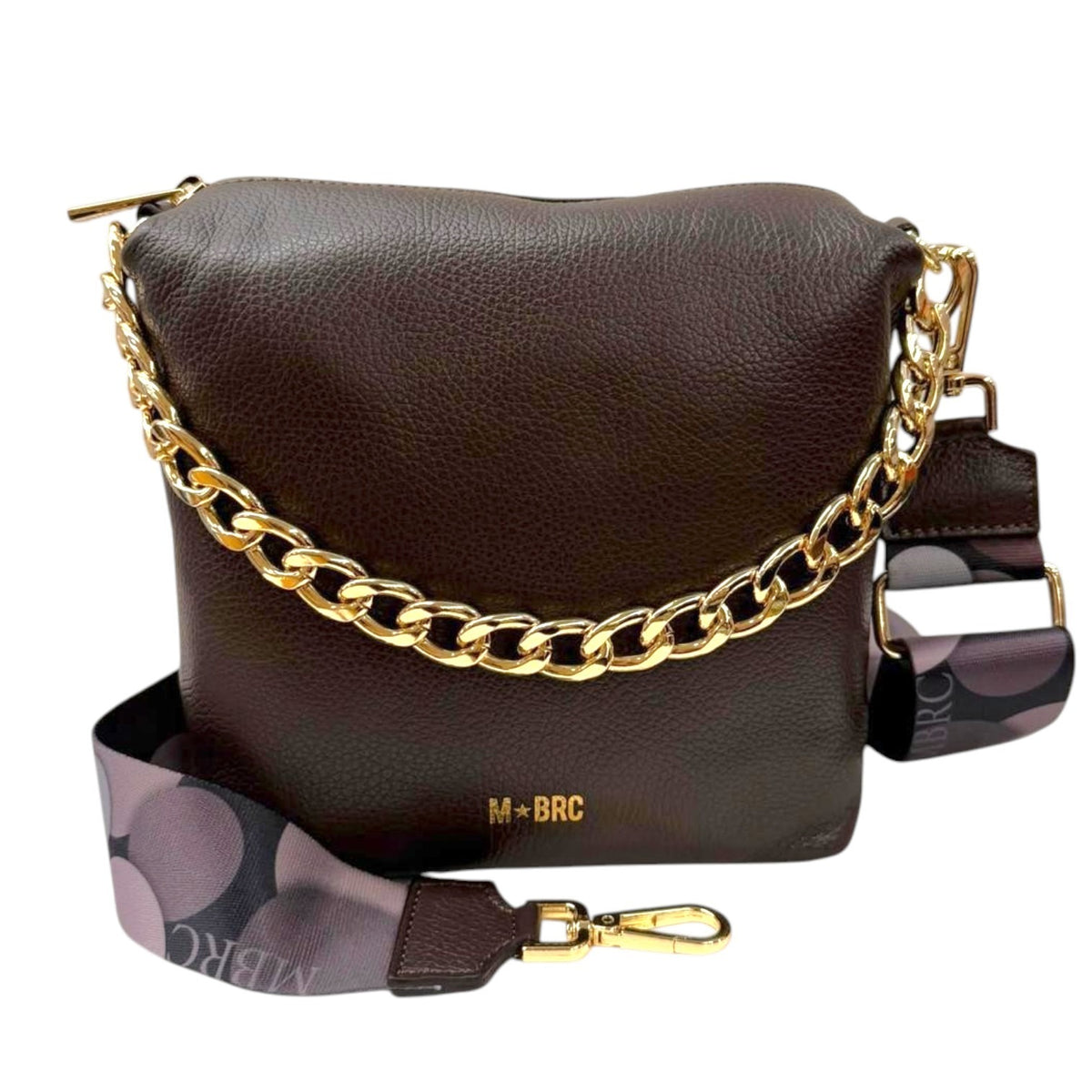 M Brc Borsa a Mano Donna Linea Obona Moro con Catena e Tracolla