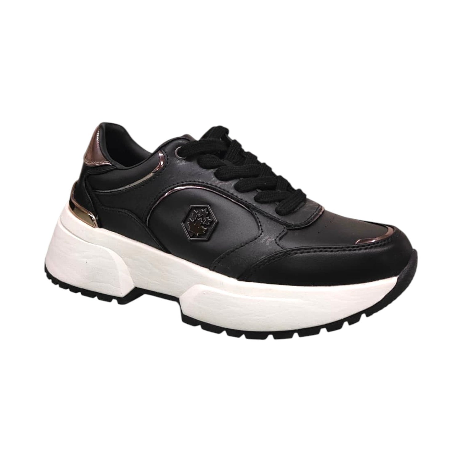 Lumberjack Sneakers Donna in Pelle Nero con Logo