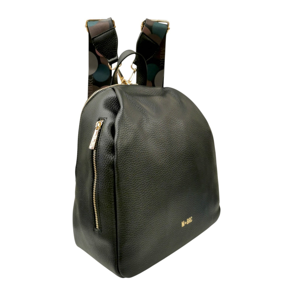 M Brc Zaino Donna in Pelle Nera con Doppi Spallacci Linea Obona