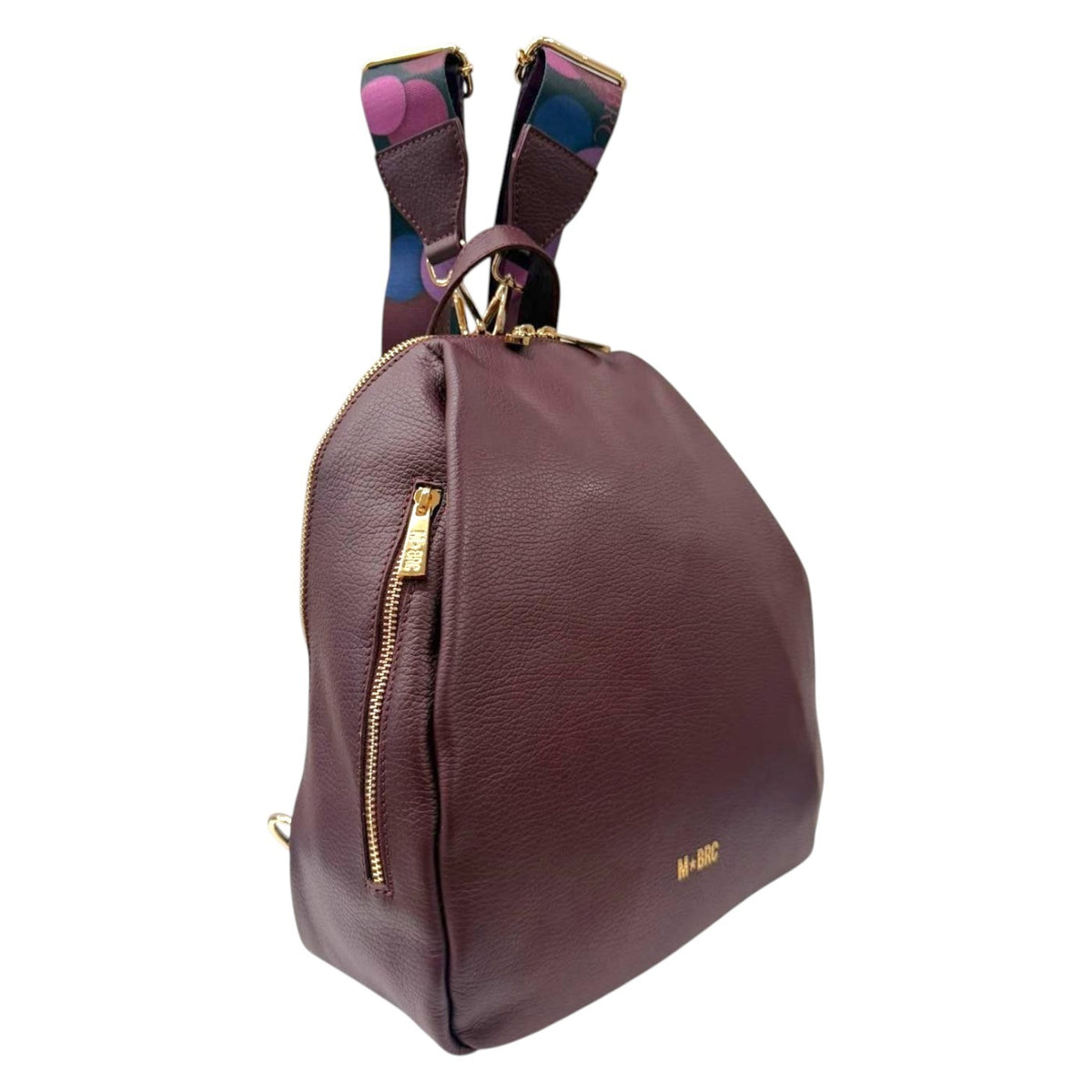 M Brc Zaino Donna in Pelle Borgogna con Doppi Spallacci Linea Obona