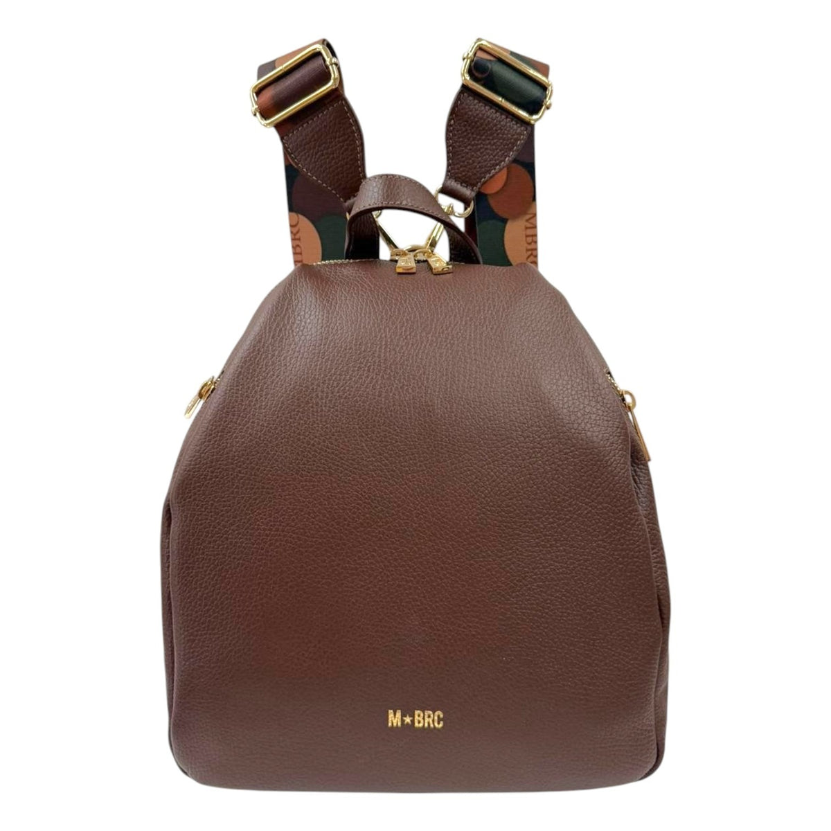 M Brc Zaino Donna in Pelle Marrone con Doppi Spallacci Linea Obona