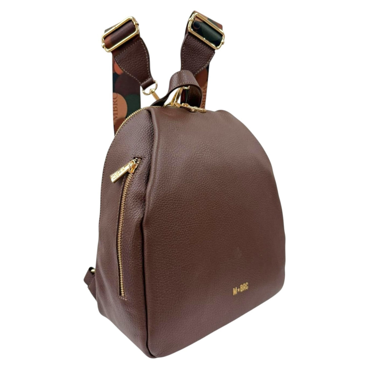M Brc Zaino Donna in Pelle Marrone con Doppi Spallacci Linea Obona