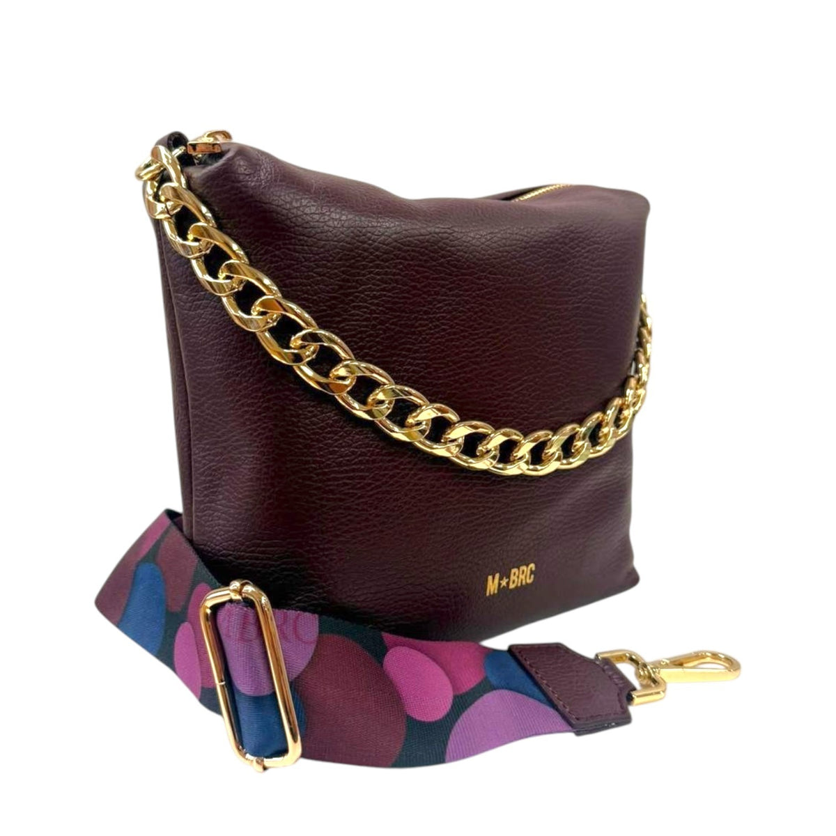 M Brc Borsa a Mano Donna Linea Obona Borgogna con Catena e Tracolla