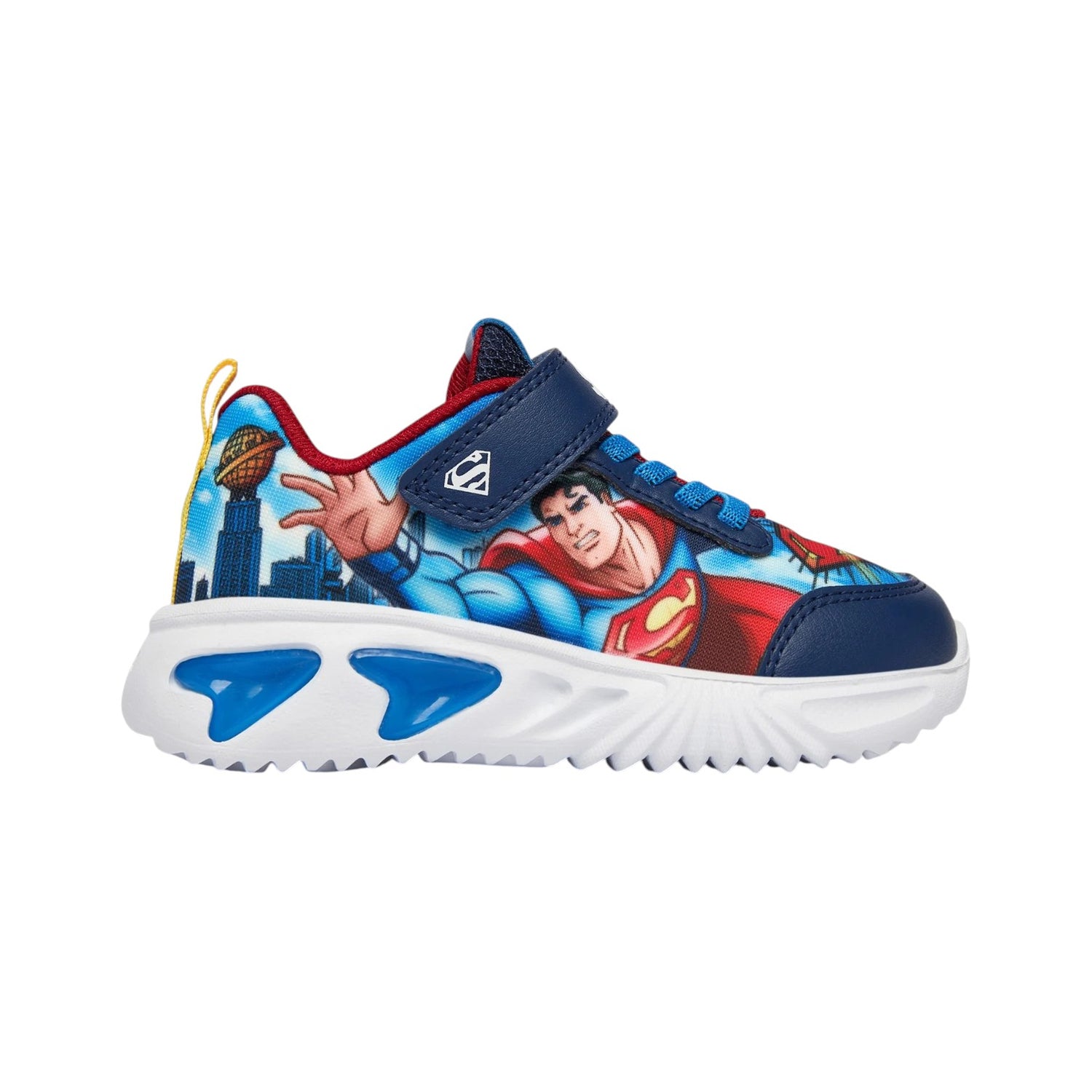 Geox Sneakers Bambino in Tessuto Blu Superman con Luci