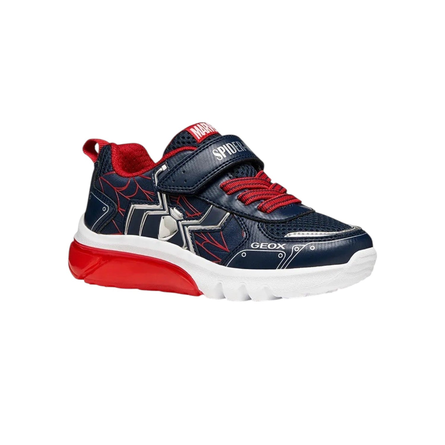 Geox Sneakers Bambino Spiderman Blu Rosso con Luci